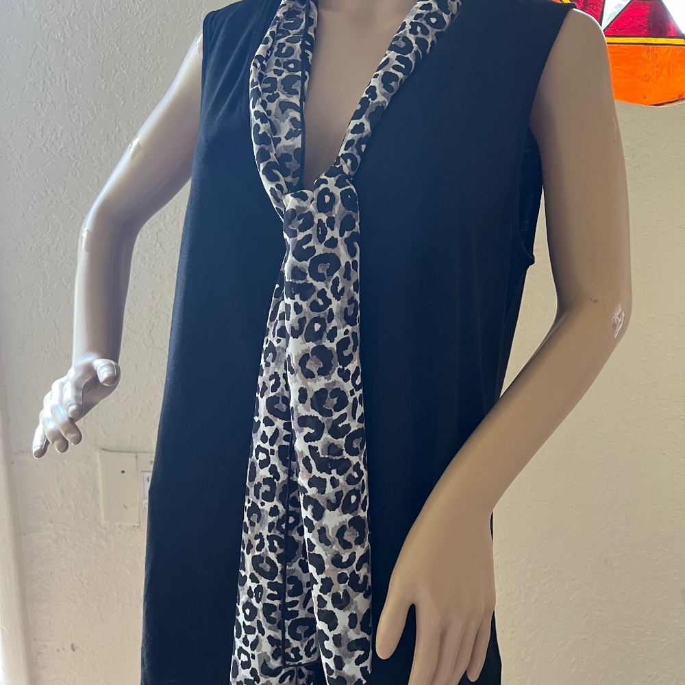 Miss Tina By Tina Knowles Black Sleeveless Cardigan W/Scarf NWTags Large (12-14)